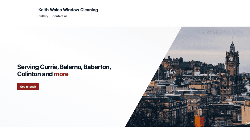 Screenshot of Keith Wales Window Cleaning homepage
