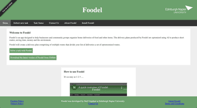 Screenshot of Foodel homepage