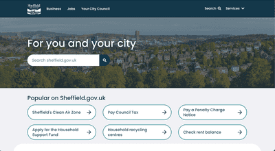 Screenshot of Sheffield City Council Homepage