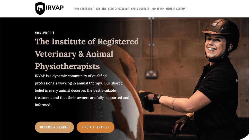 Screenshot of IRVAP homepage